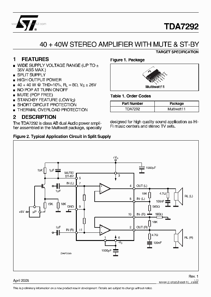 TDA7292_330948.PDF Datasheet