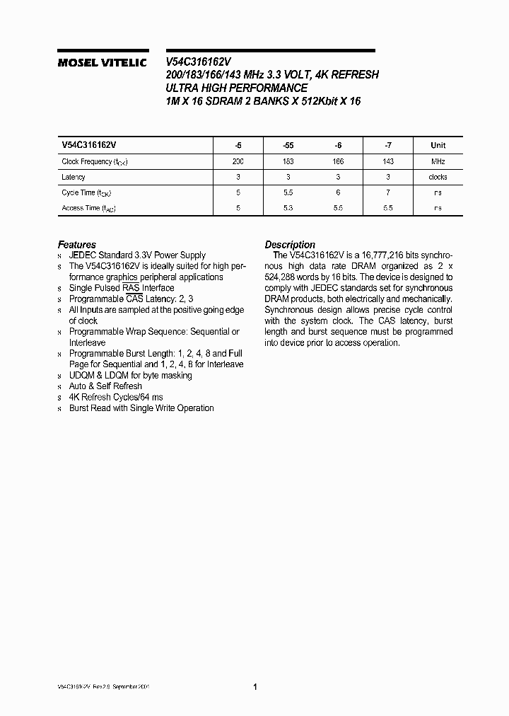 V54C316162V-6_452609.PDF Datasheet