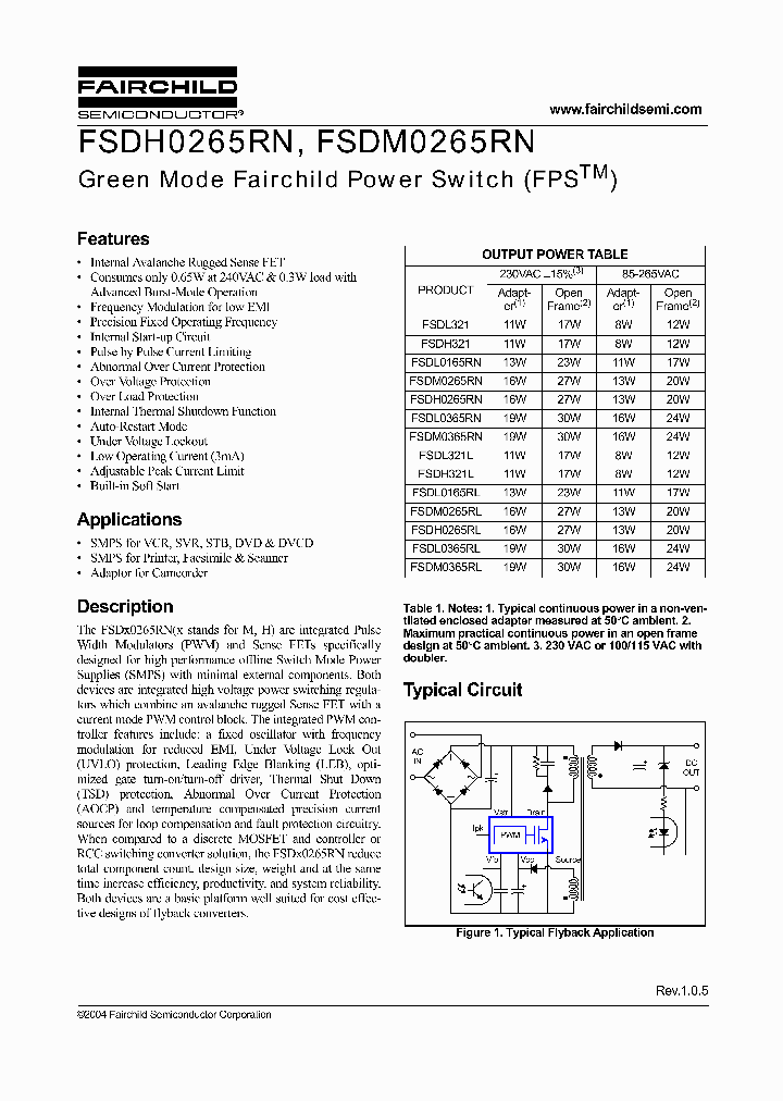 FSDM0265RL_451111.PDF Datasheet