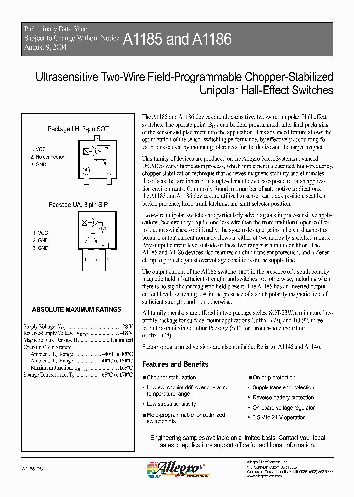 A1185ELHLT_476958.PDF Datasheet