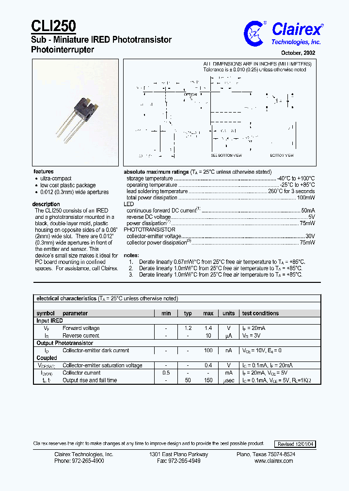 CLI250_505050.PDF Datasheet