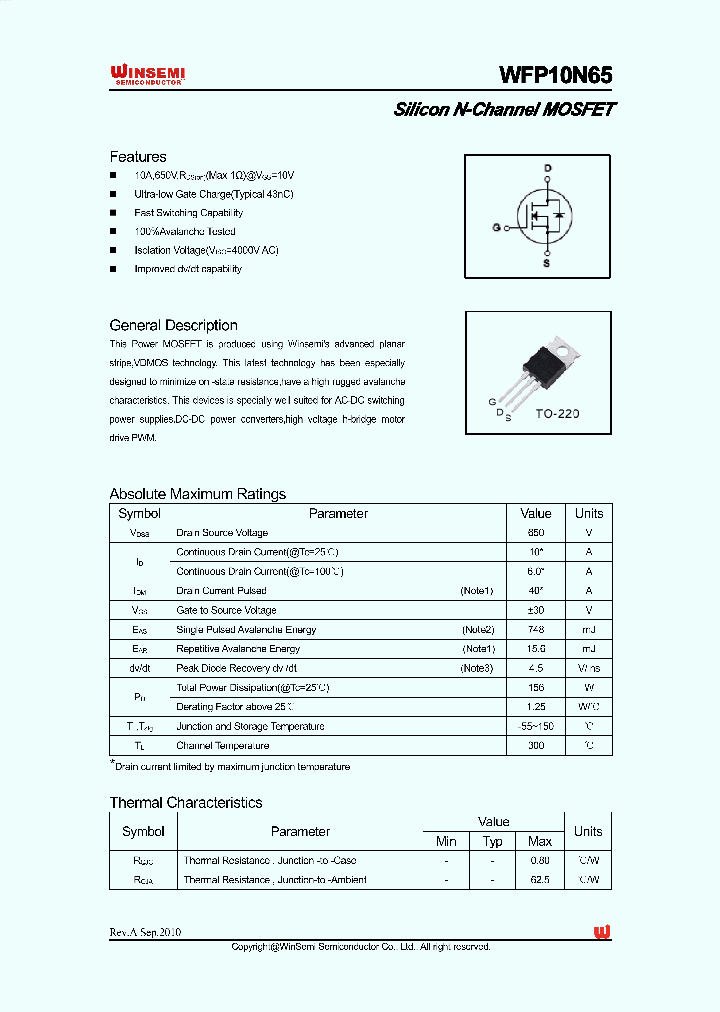 WFP10N65_452231.PDF Datasheet