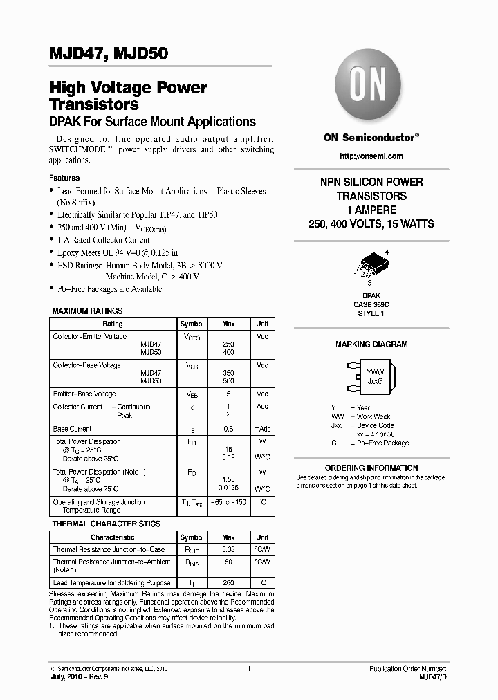MJD47T4G_496206.PDF Datasheet