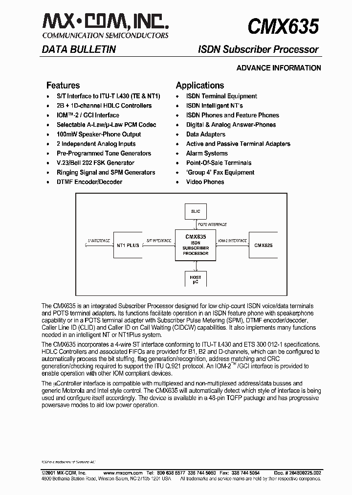 CMX635_604208.PDF Datasheet