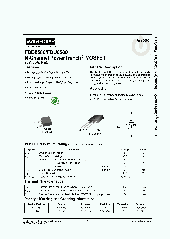 FDD8580_530839.PDF Datasheet