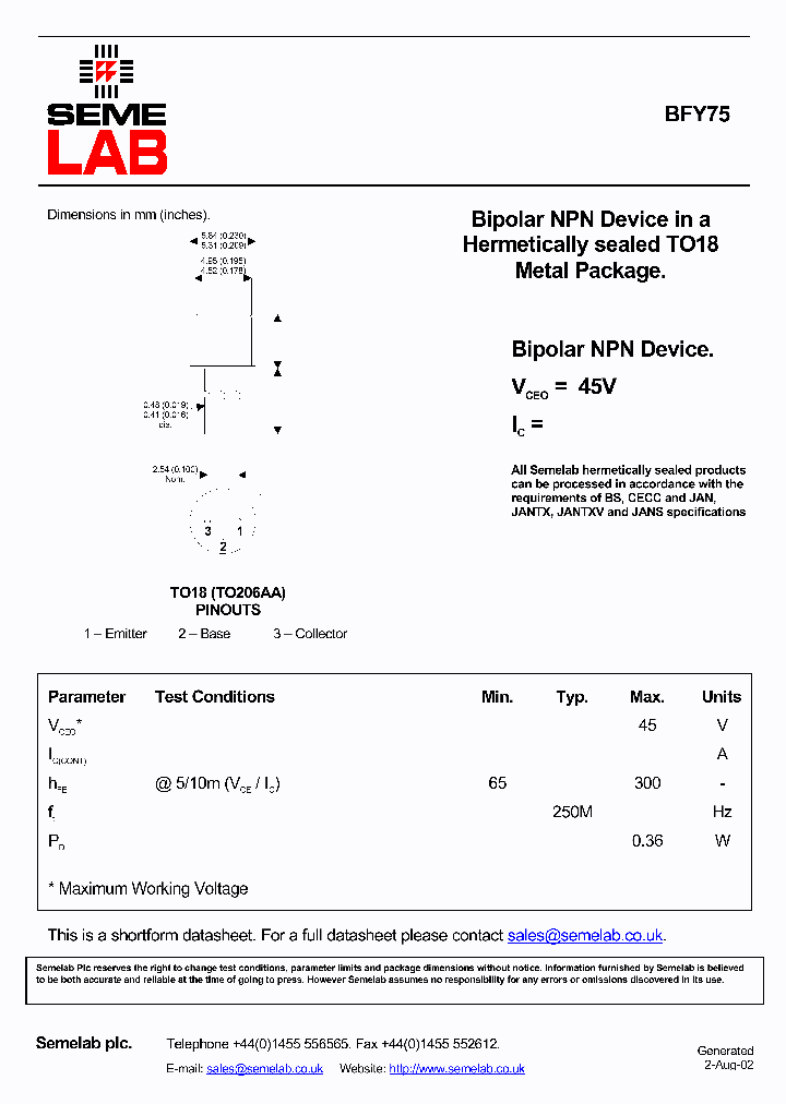 SFBFY75_940054.PDF Datasheet