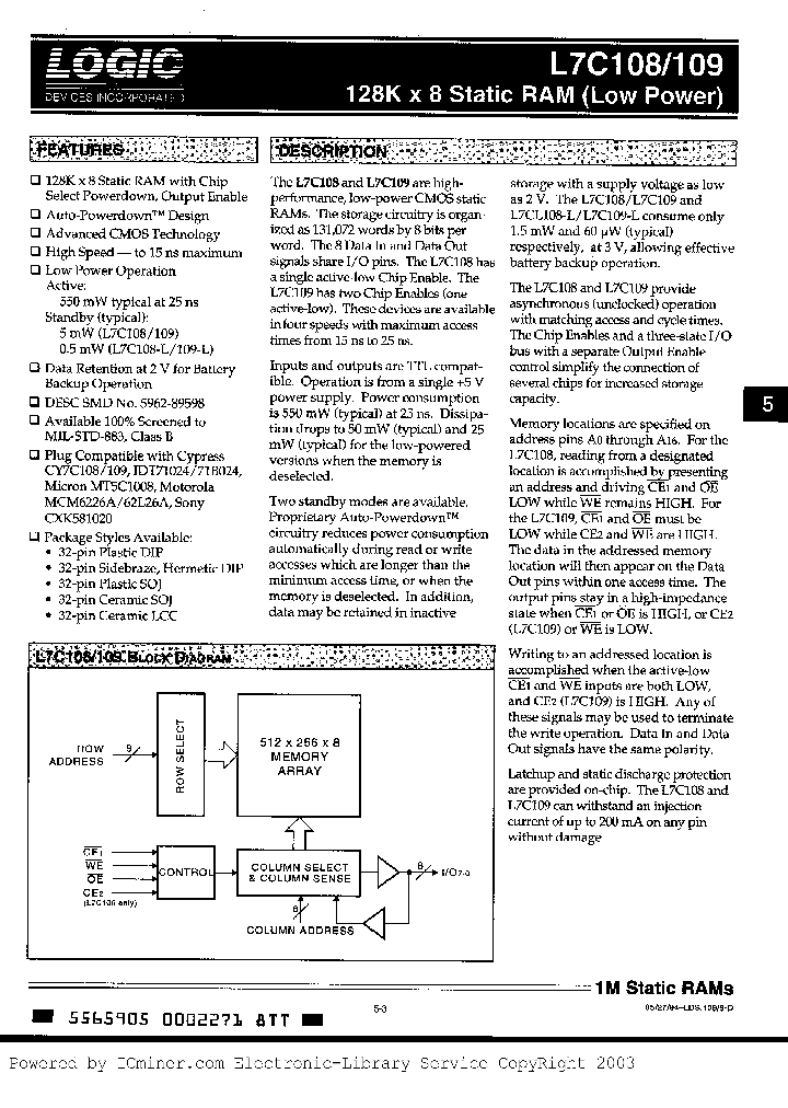 L7C109PC17L_582245.PDF Datasheet