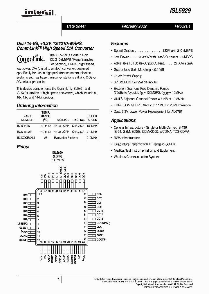 ISL59292IN_715127.PDF Datasheet