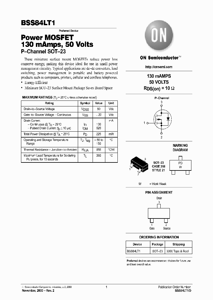 BSS84LT1D_608638.PDF Datasheet