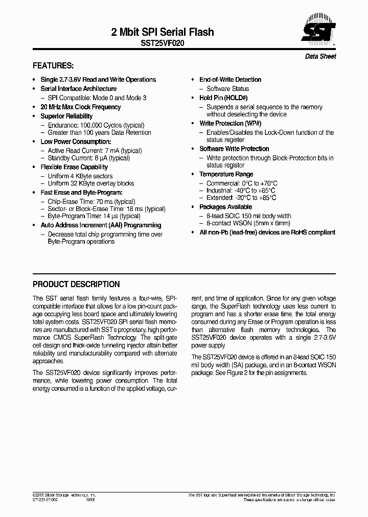 SST25VF020-20-4C-SAE-T_626162.PDF Datasheet