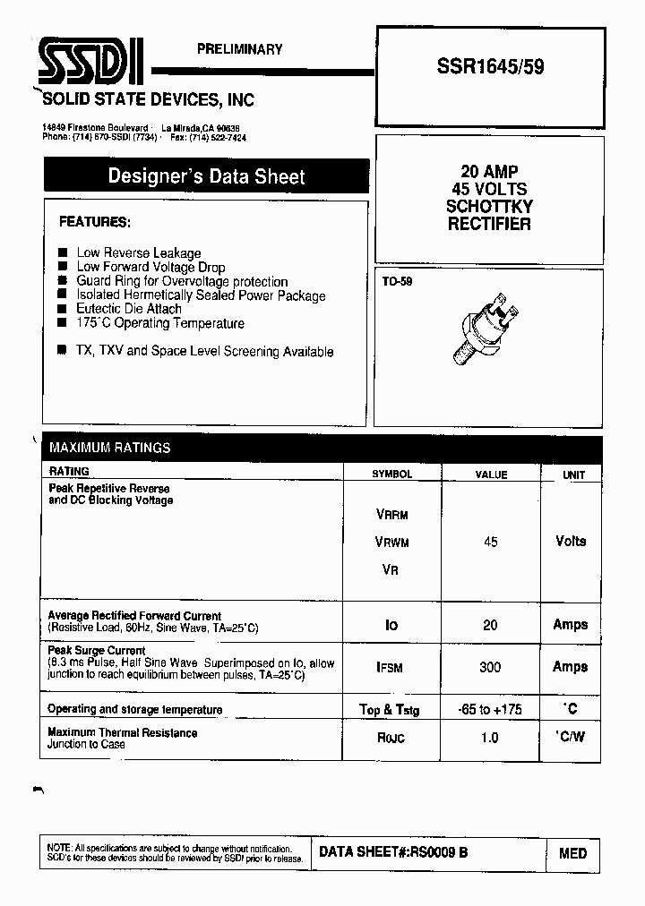 SSR164559_601250.PDF Datasheet