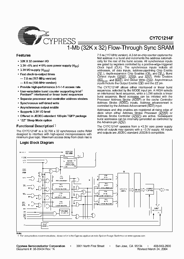 CY7C1214F_630111.PDF Datasheet