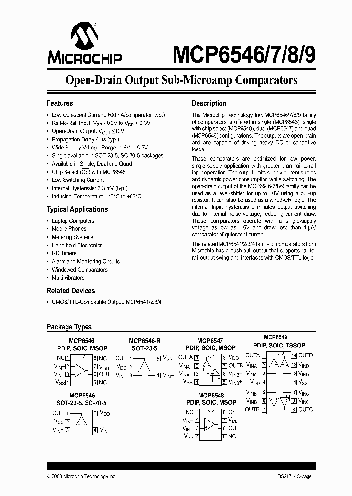 MCP6548_641466.PDF Datasheet