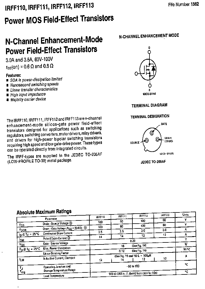 IRFF110_692093.PDF Datasheet