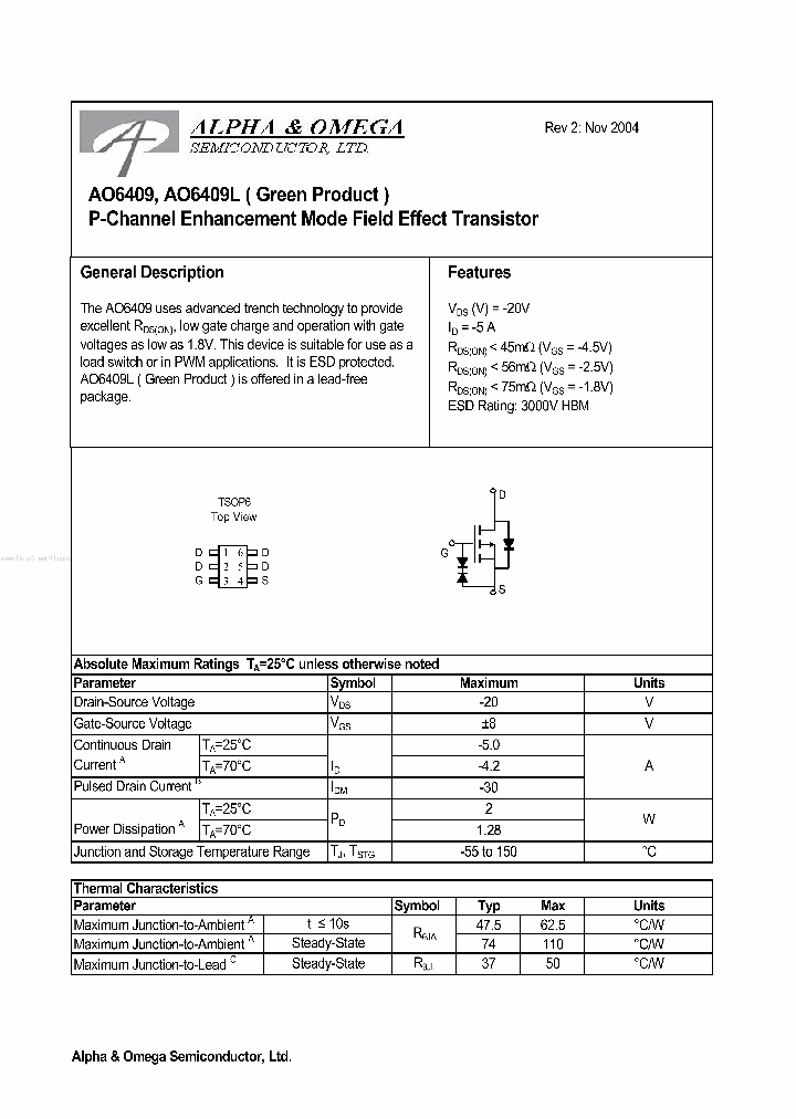 AO6409_706616.PDF Datasheet