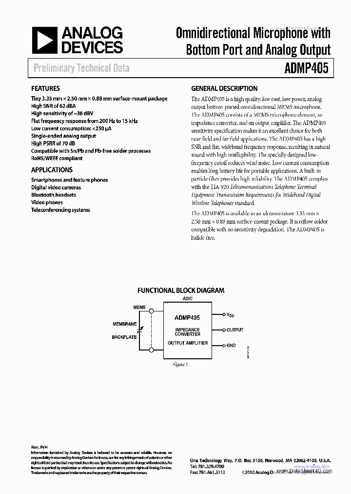 ADMP405_716226.PDF Datasheet