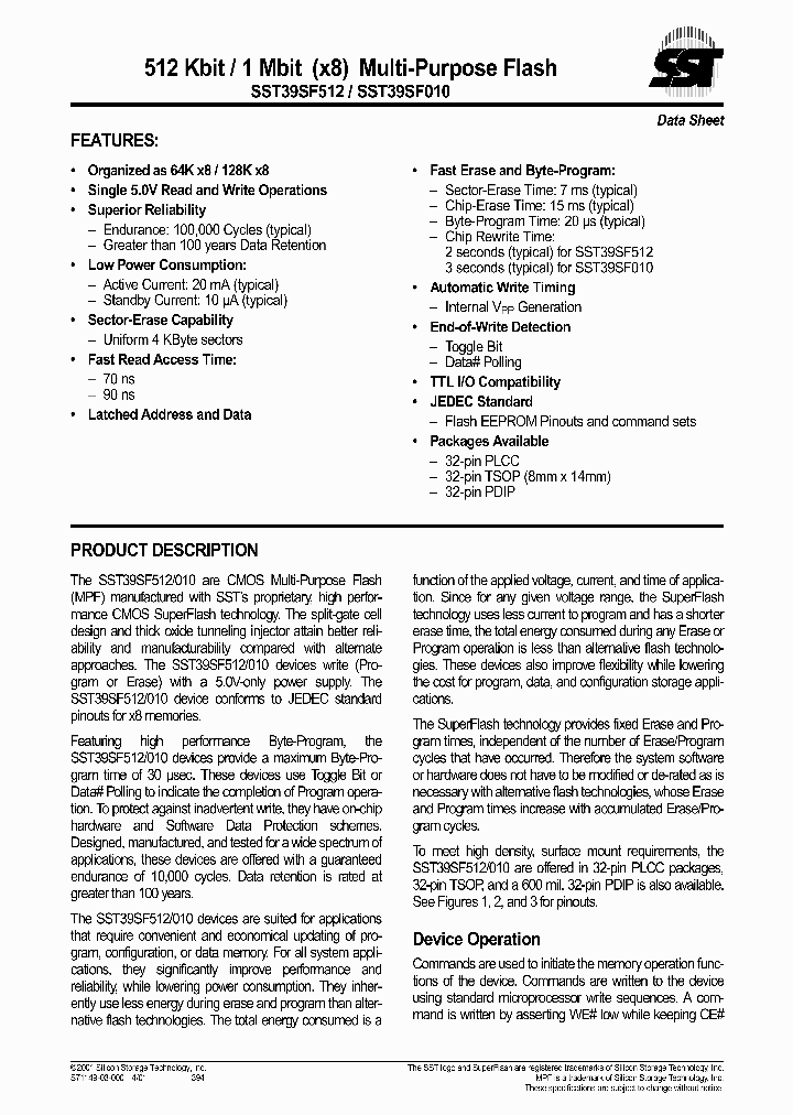 SST39SF010-90-4C-NH_672829.PDF Datasheet