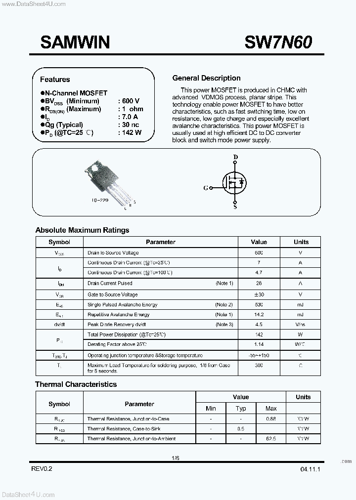 SW7N60_759253.PDF Datasheet