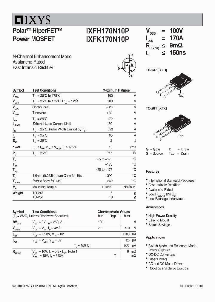 IXFH170N10P_1078533.PDF Datasheet