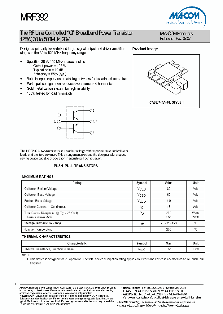 MRF392_1088497.PDF Datasheet