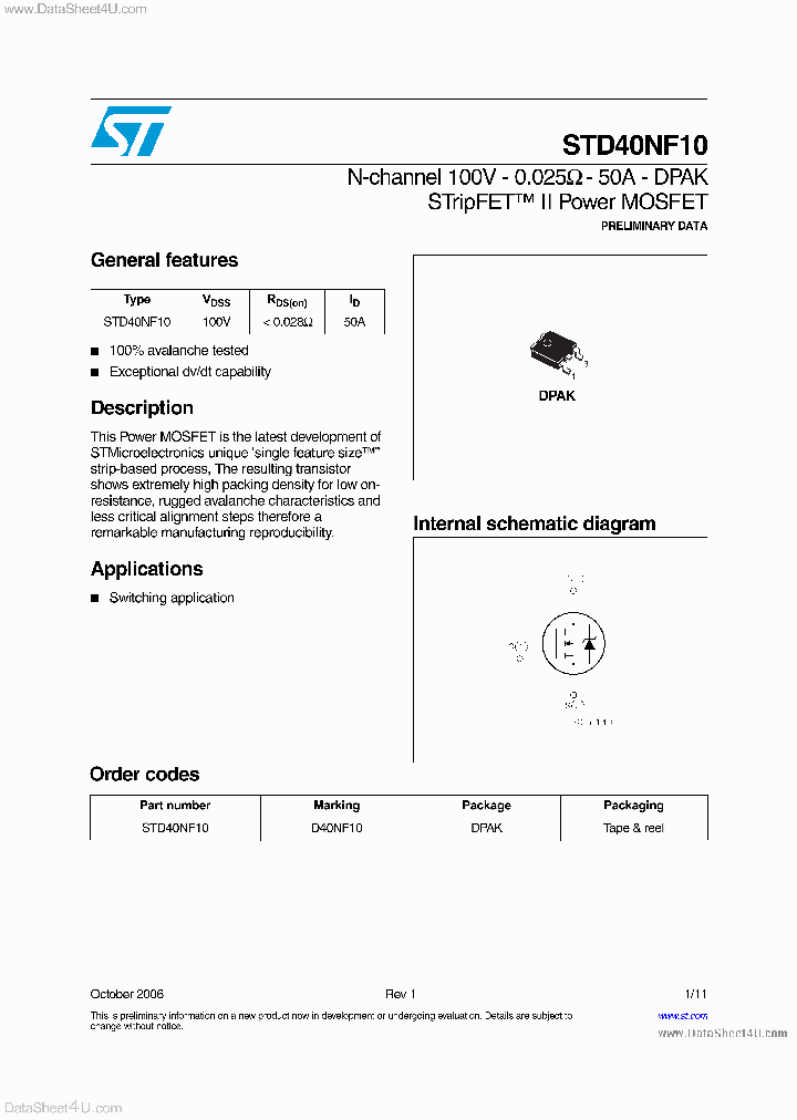 STD40NF10_762276.PDF Datasheet