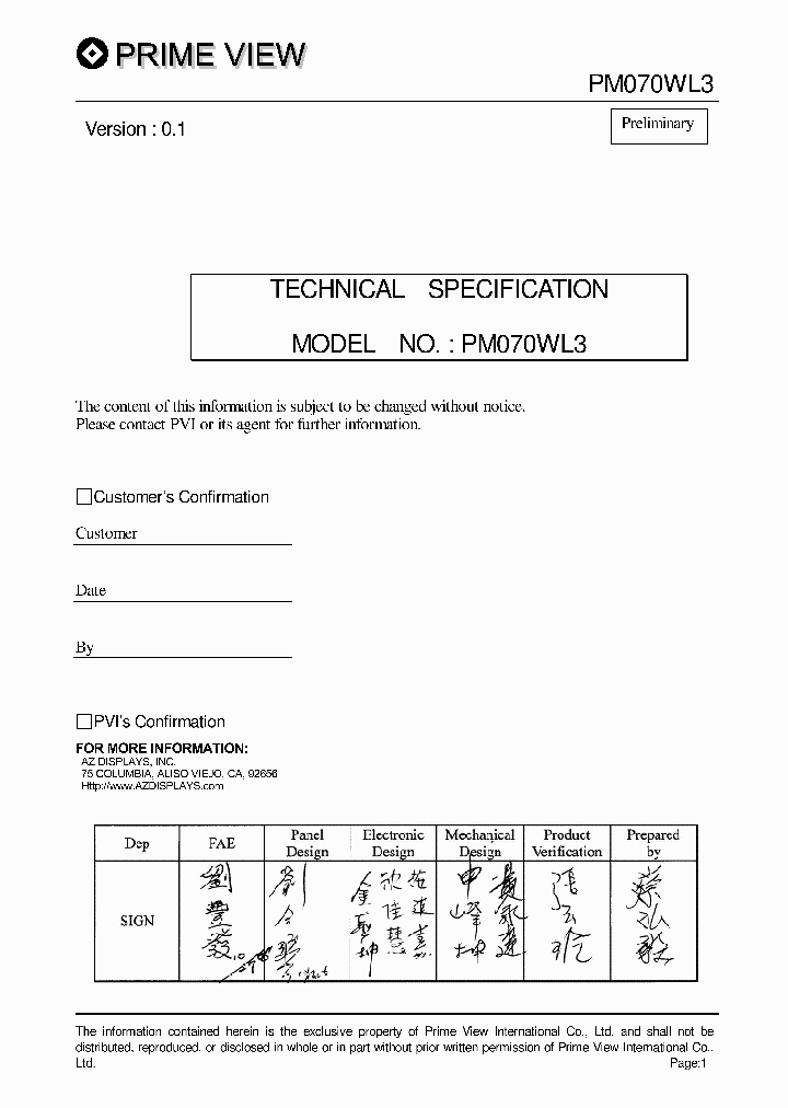 PM070WL3_1100709.PDF Datasheet