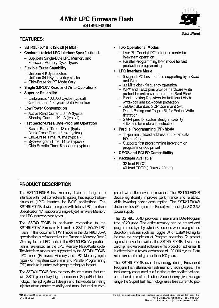 SST49LF004B-33-4C-EIE_684247.PDF Datasheet