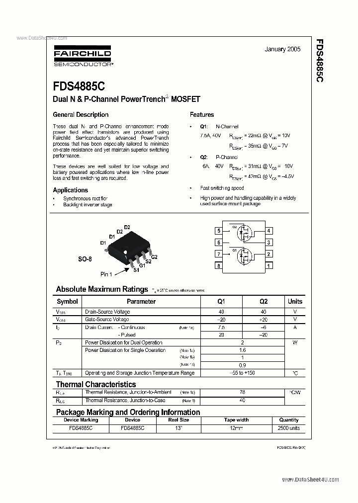 FDS4885C_780340.PDF Datasheet