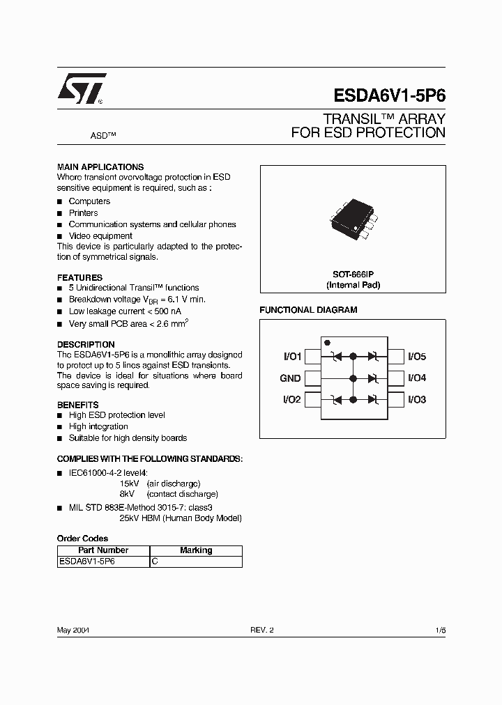ESDA6V1-5P_985514.PDF Datasheet