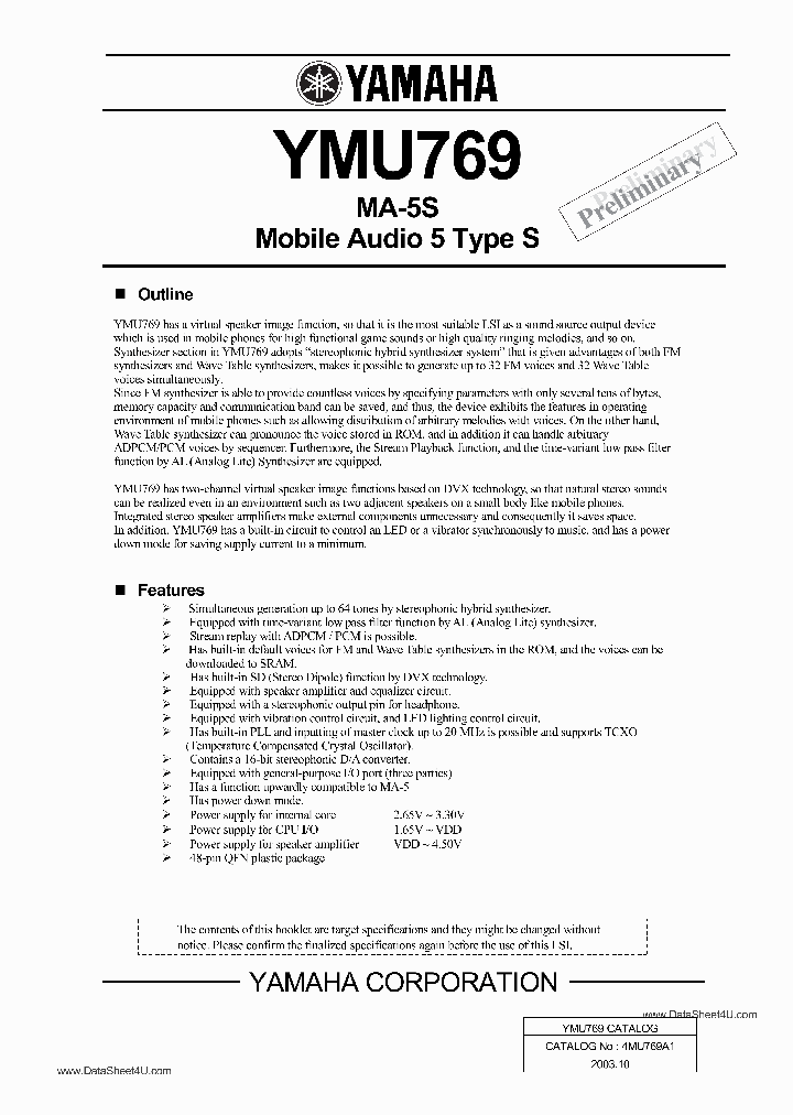 YMU769_857761.PDF Datasheet