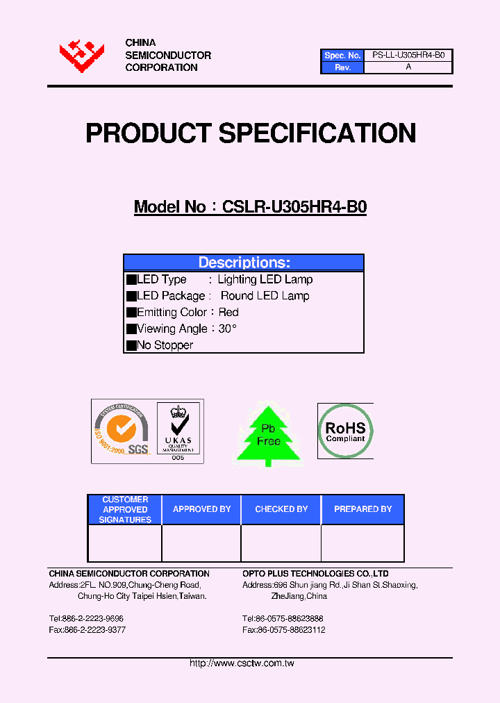 CSLR-U305HR4-B0_1145980.PDF Datasheet