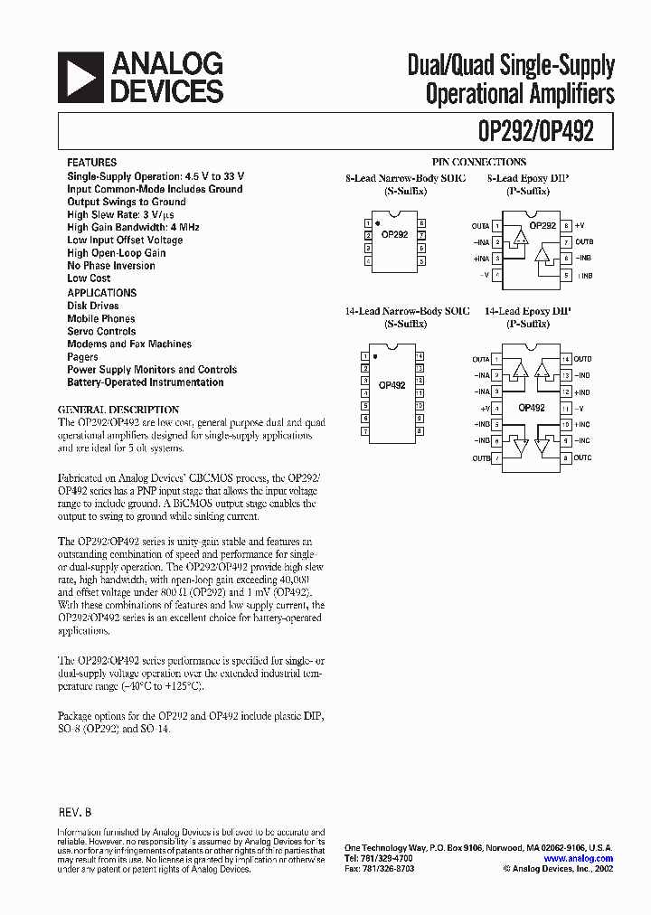 OP292_1150578.PDF Datasheet