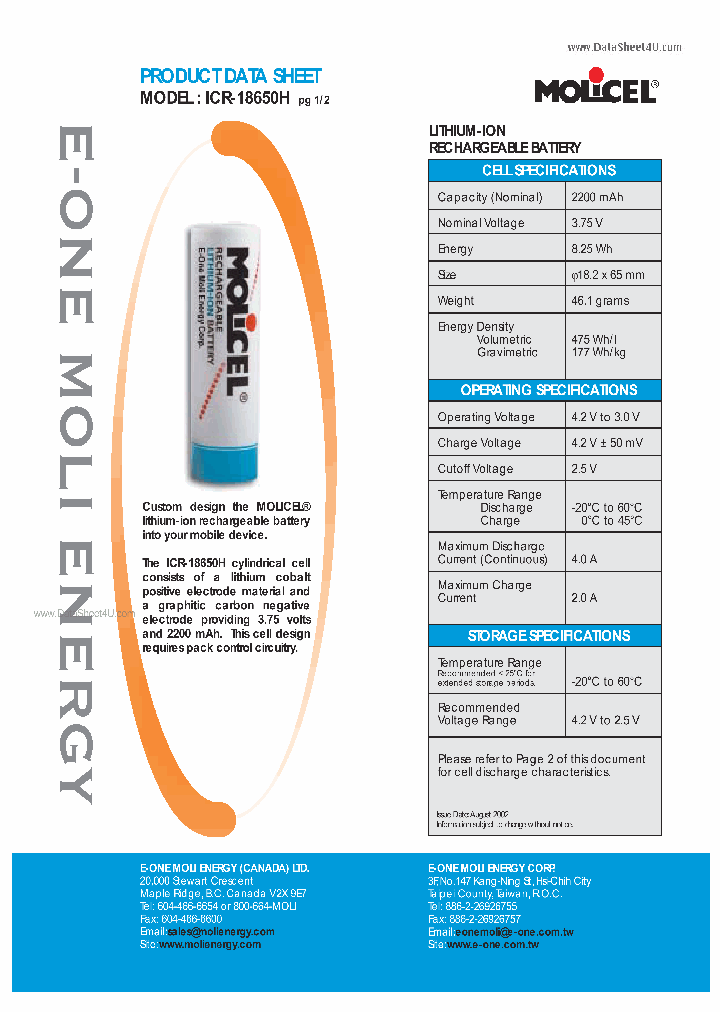 ICR18650H_874681.PDF Datasheet