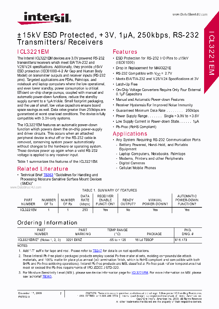 ICL3221EM_894635.PDF Datasheet