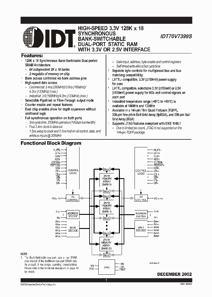 IDT70V7399S_732101.PDF Datasheet