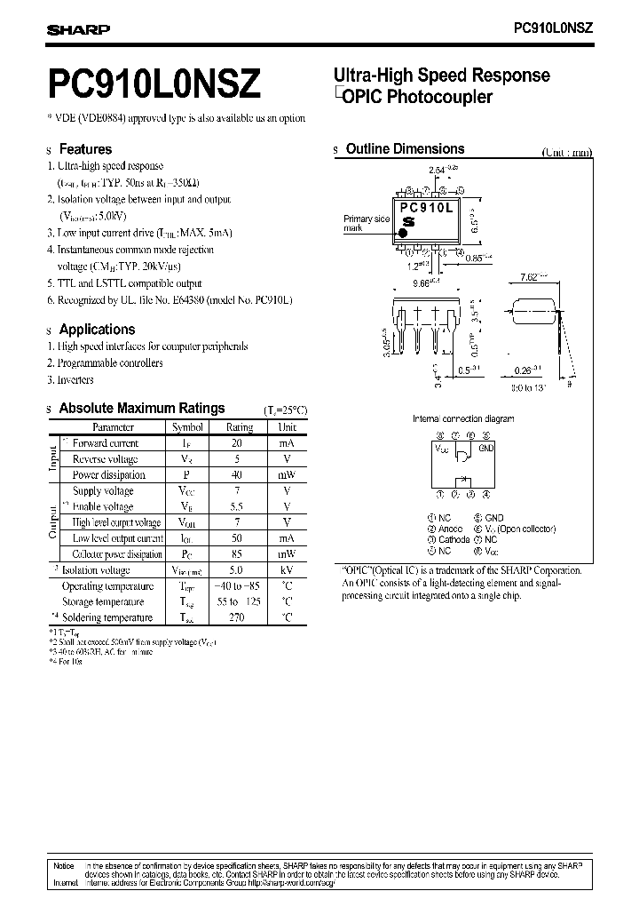 PC910L0NSZ_735816.PDF Datasheet