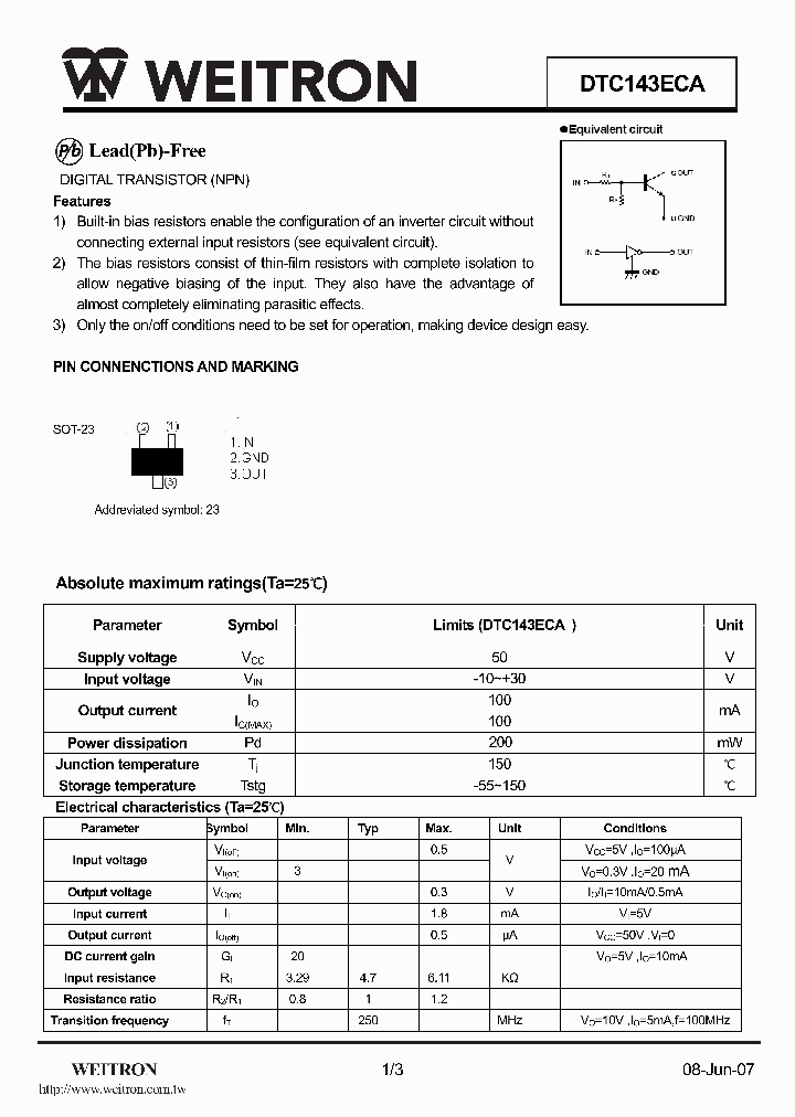DTC143ECA_1207247.PDF Datasheet