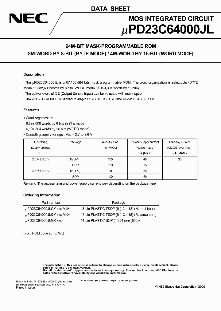 UPD23C64000JLGX-XXX_1305210.PDF Datasheet