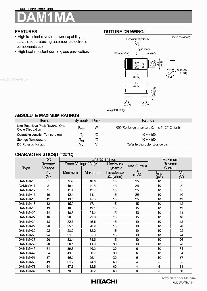 DAM1MA_930701.PDF Datasheet