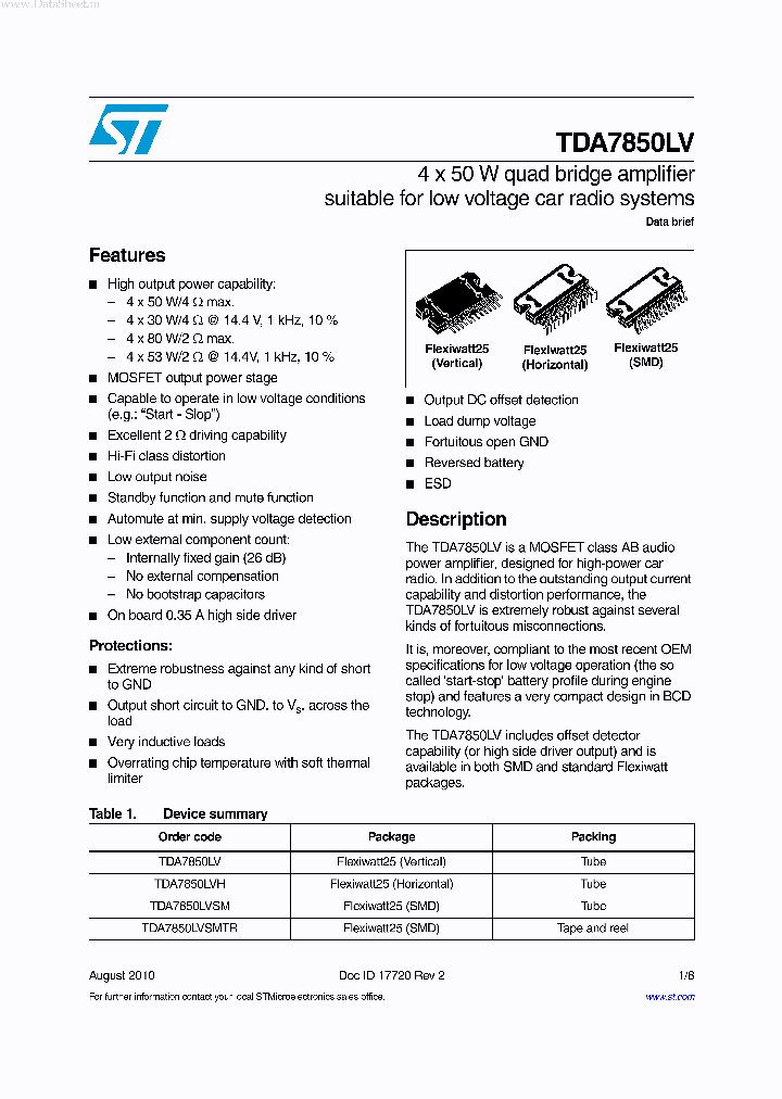 TDA7850LV_934036.PDF Datasheet