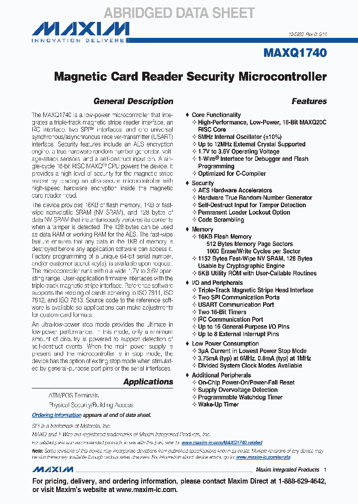 MAXQ1740-FBX_1322982.PDF Datasheet