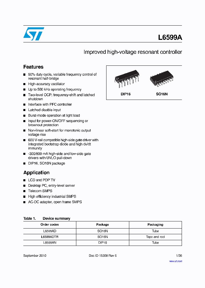 L6599ADTR_782001.PDF Datasheet
