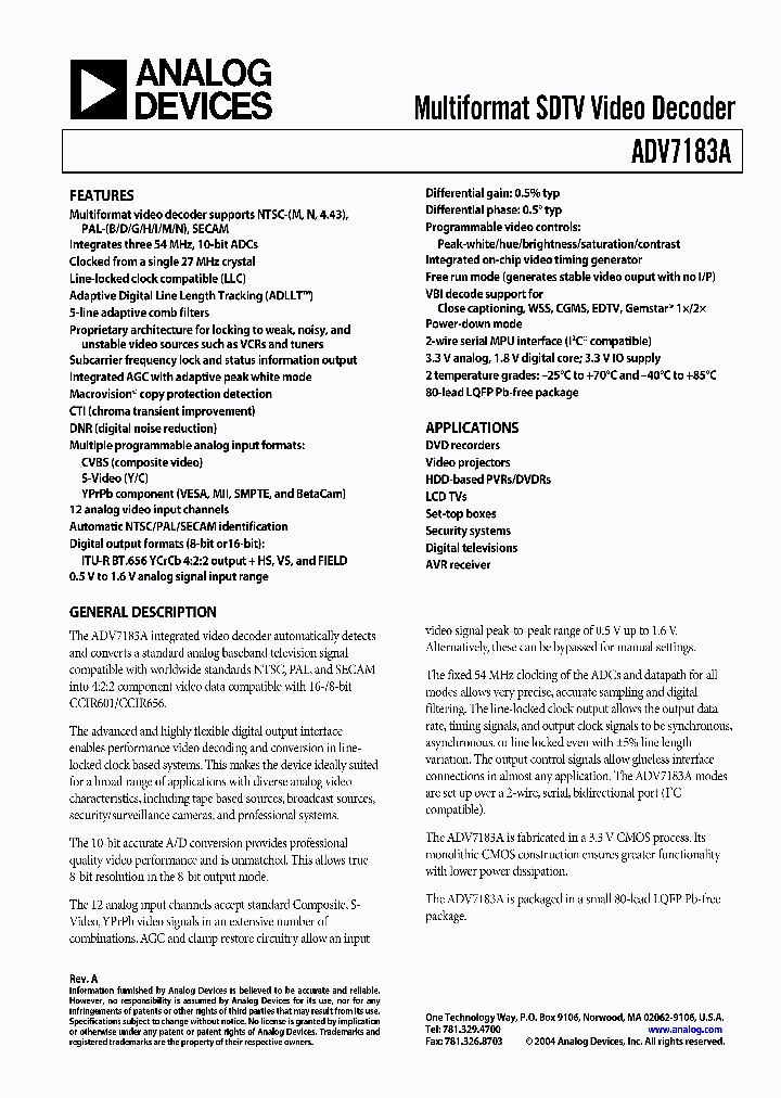 ADV7183ABST_1350481.PDF Datasheet