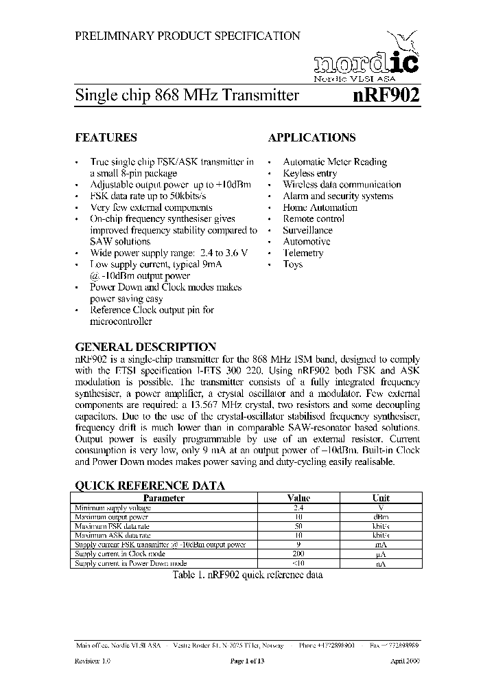NRF902_1379662.PDF Datasheet
