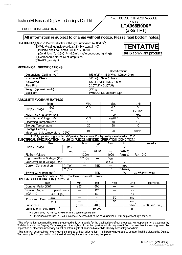 LTA065B0D0F_1234085.PDF Datasheet