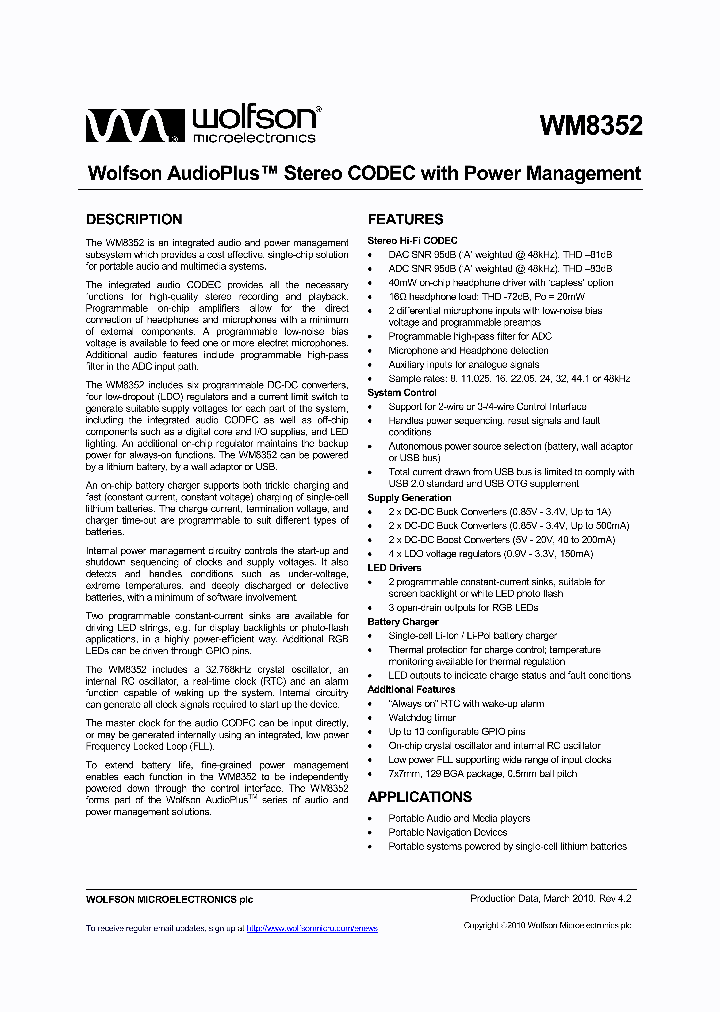 WM8352GEBV_820096.PDF Datasheet