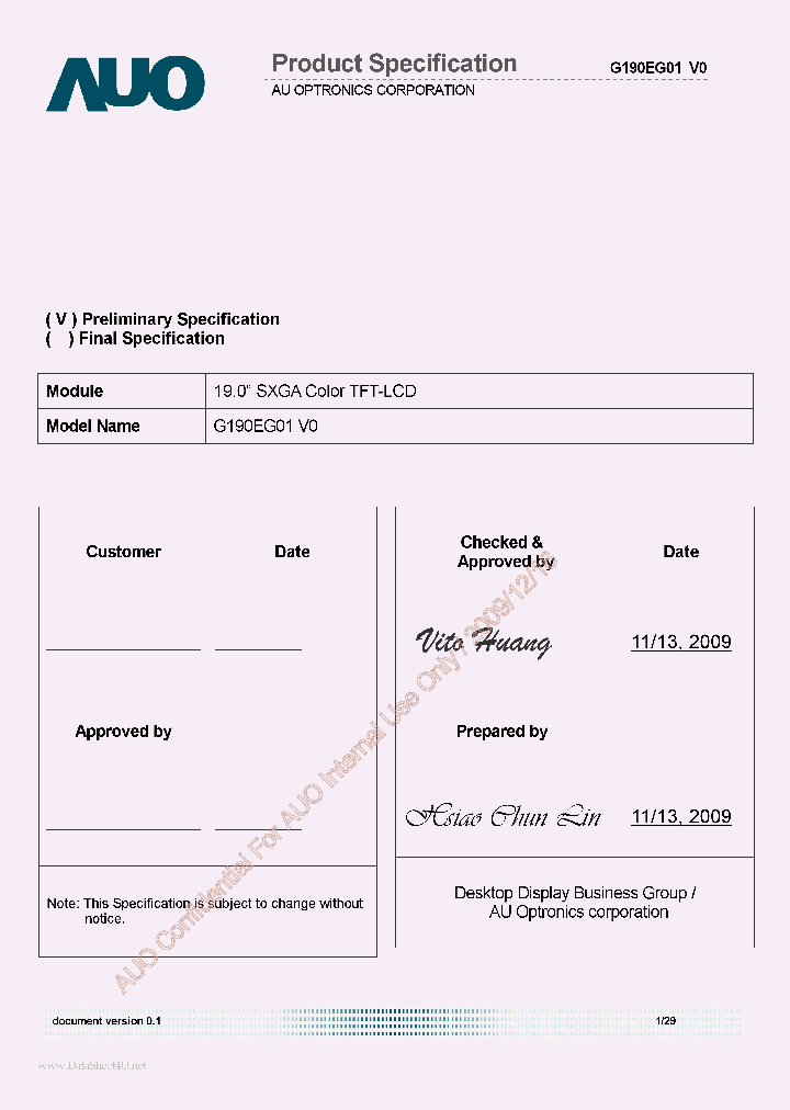 G190EG01-V0_1355982.PDF Datasheet