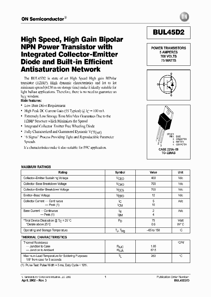 BUL45D2-D_1454732.PDF Datasheet