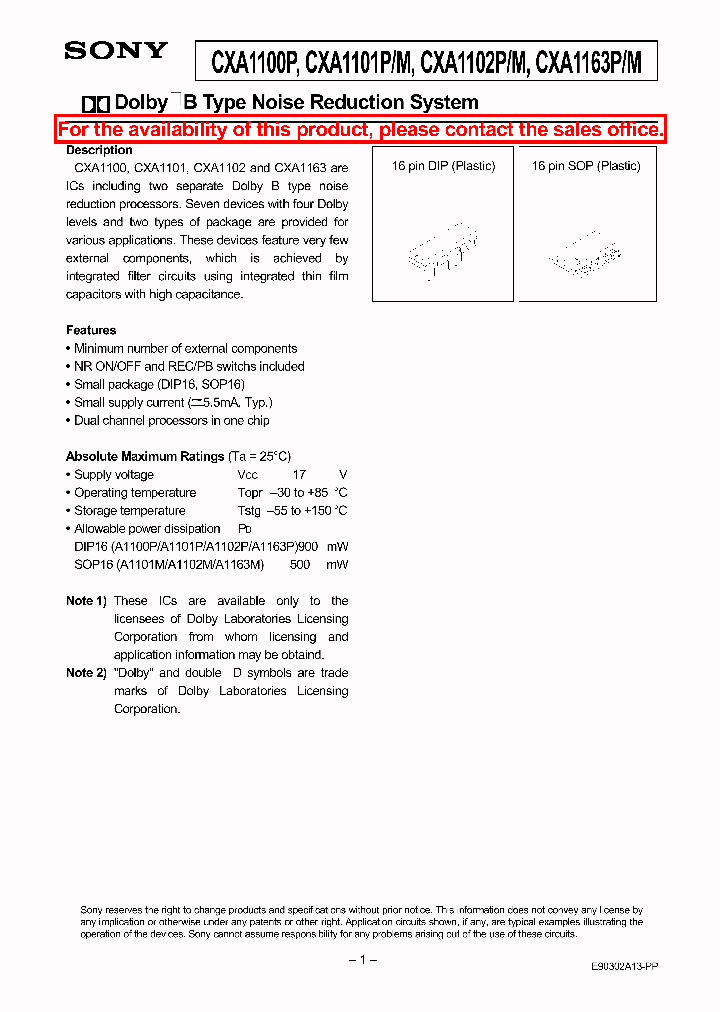 CXA1101PM_1457294.PDF Datasheet