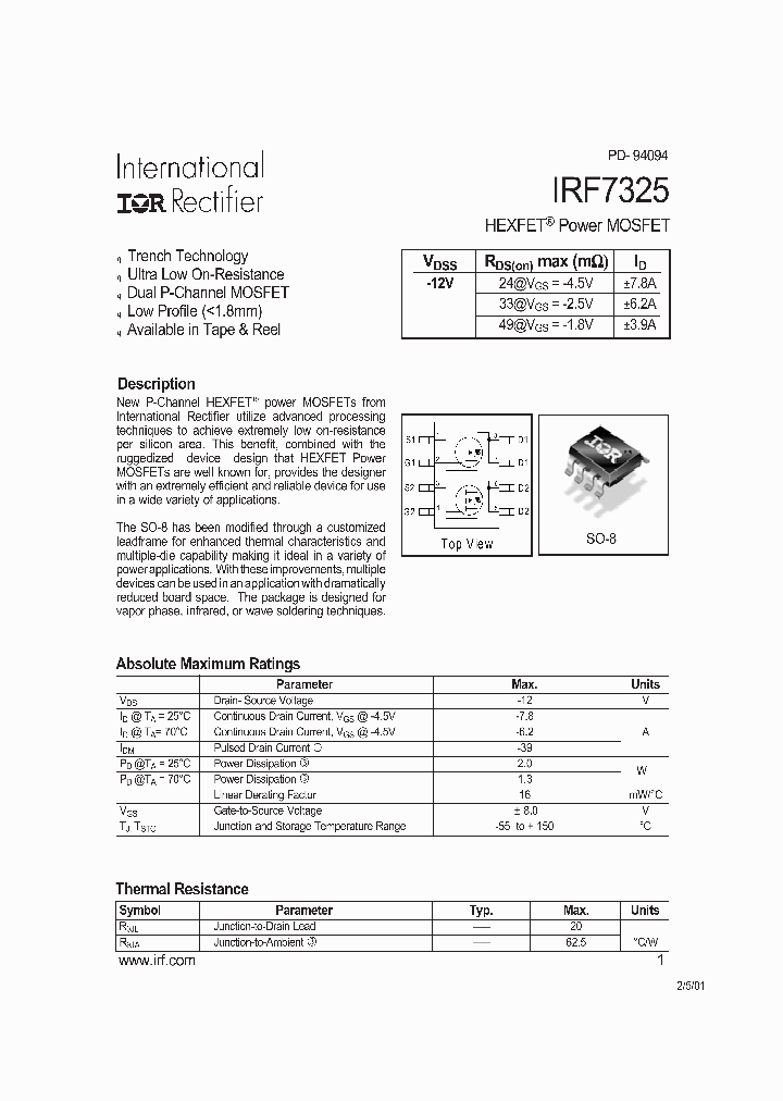 IRF7325TR_1480578.PDF Datasheet